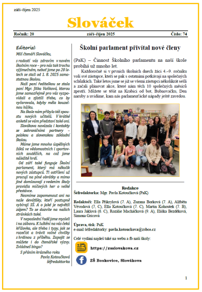 Slováček  září–říjen 2025