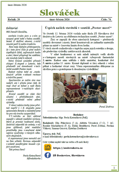Slováček  únor–březen 2026