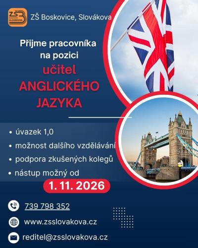 Přijmeme učitele anglického jazyka